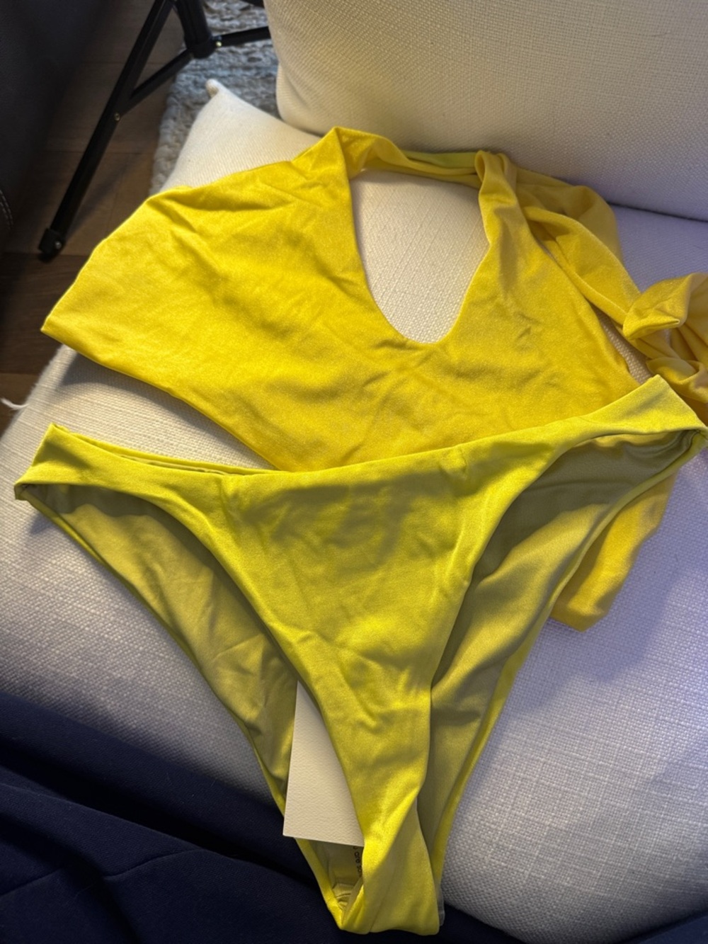 Baobab Collection Sunny Yellow Halter Bikini Top size (L) and bottom (M)